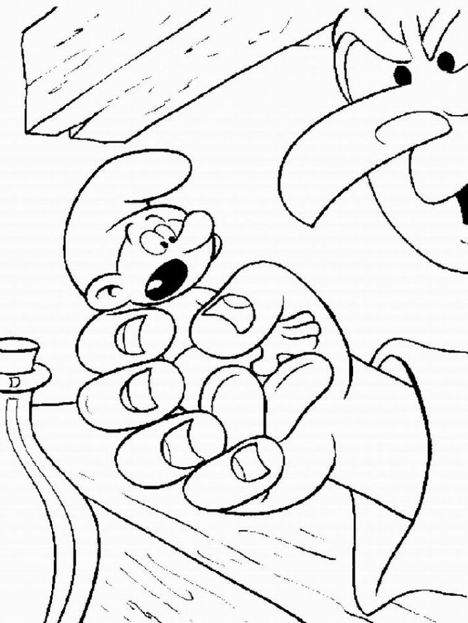 coloriage gargamel a attrape un schtroumpf